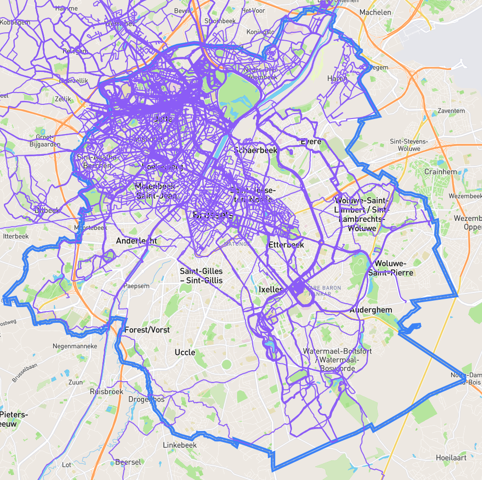 Current completion of Brussels. Guess what side I live on.