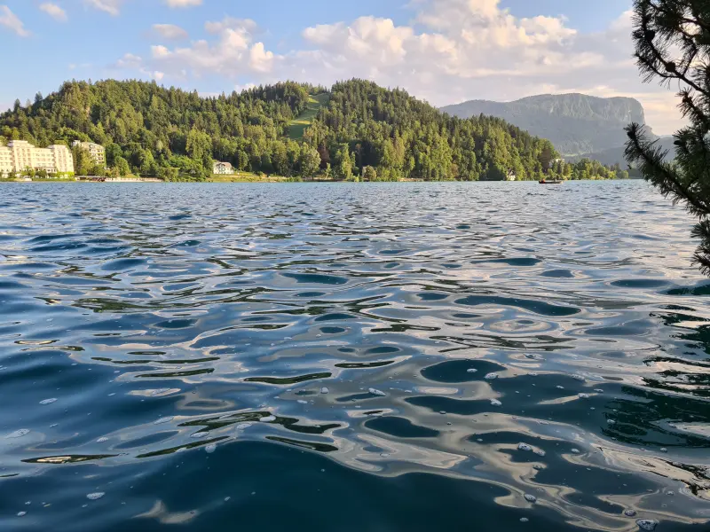 A wonderful dip into Lake Bled to clean myself after running around it.
