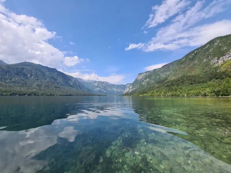 A wonderful dip into Lake Bohinj to clean myself after running around it.